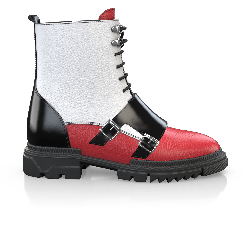 Rangers Bottines à lacets et semelle crantée Homme Faites main en Italie en Cuir Blanc - Sur Mesure, Boucles, Lacets - GIROTTI