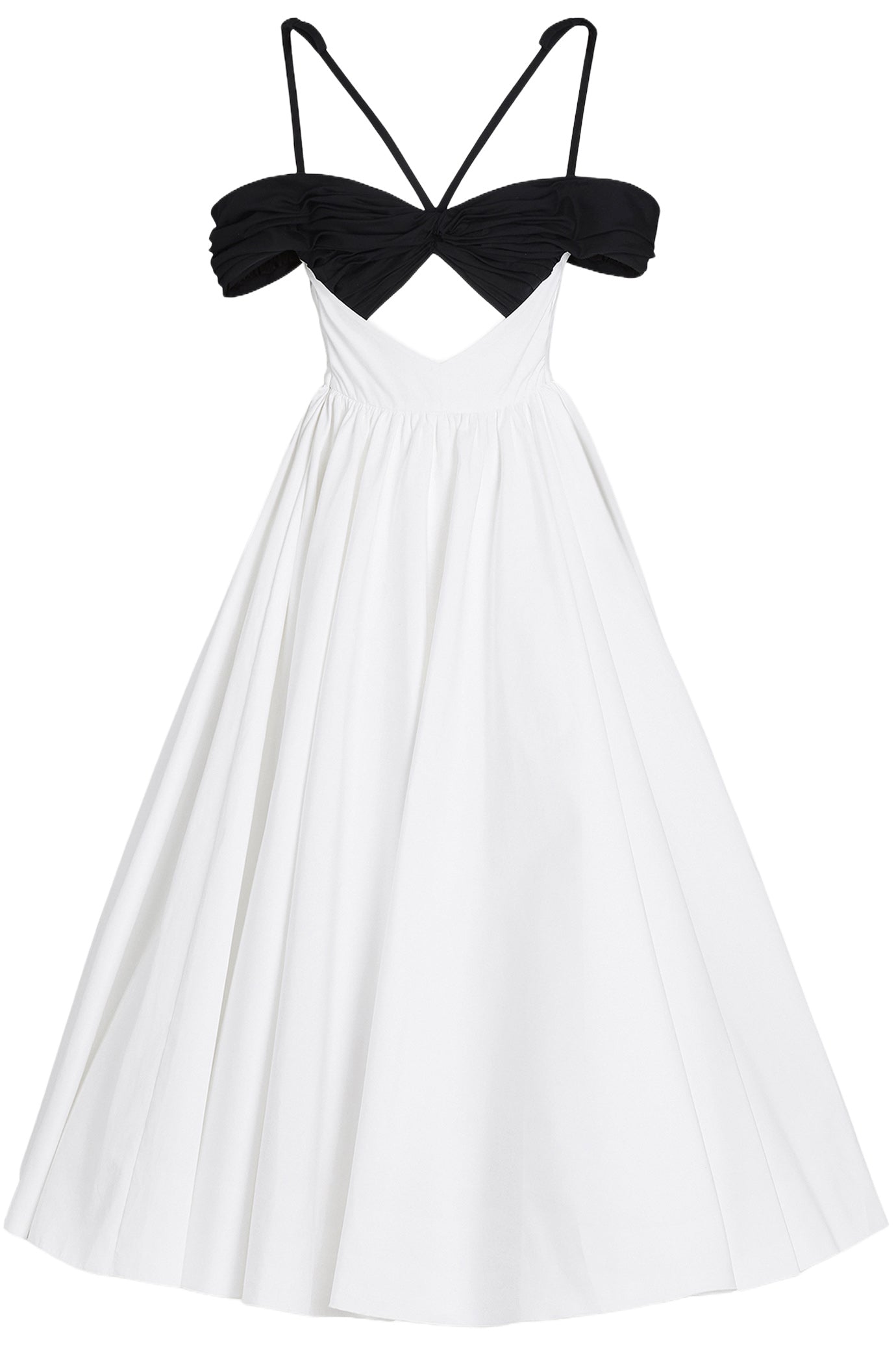 MAXI IVORY POPELINE DRESS AND BLACK TOP