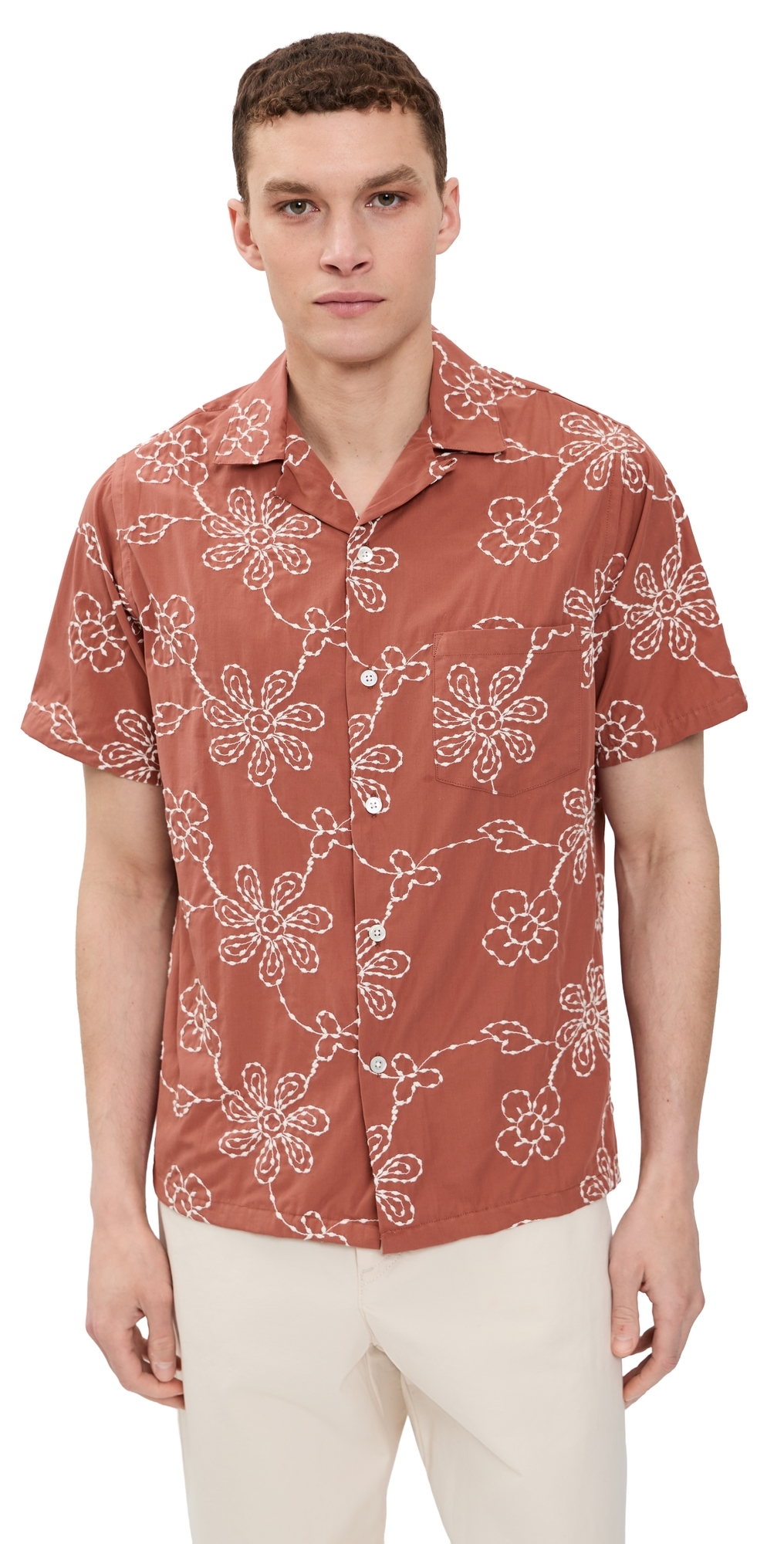 Compota Camp Shirt Terracotta/White