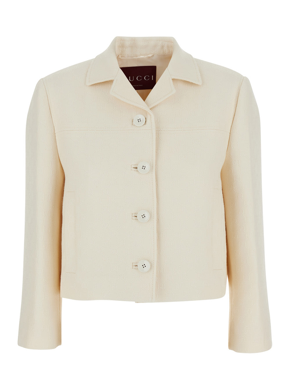 Wool Notched-Revers Blazer — White