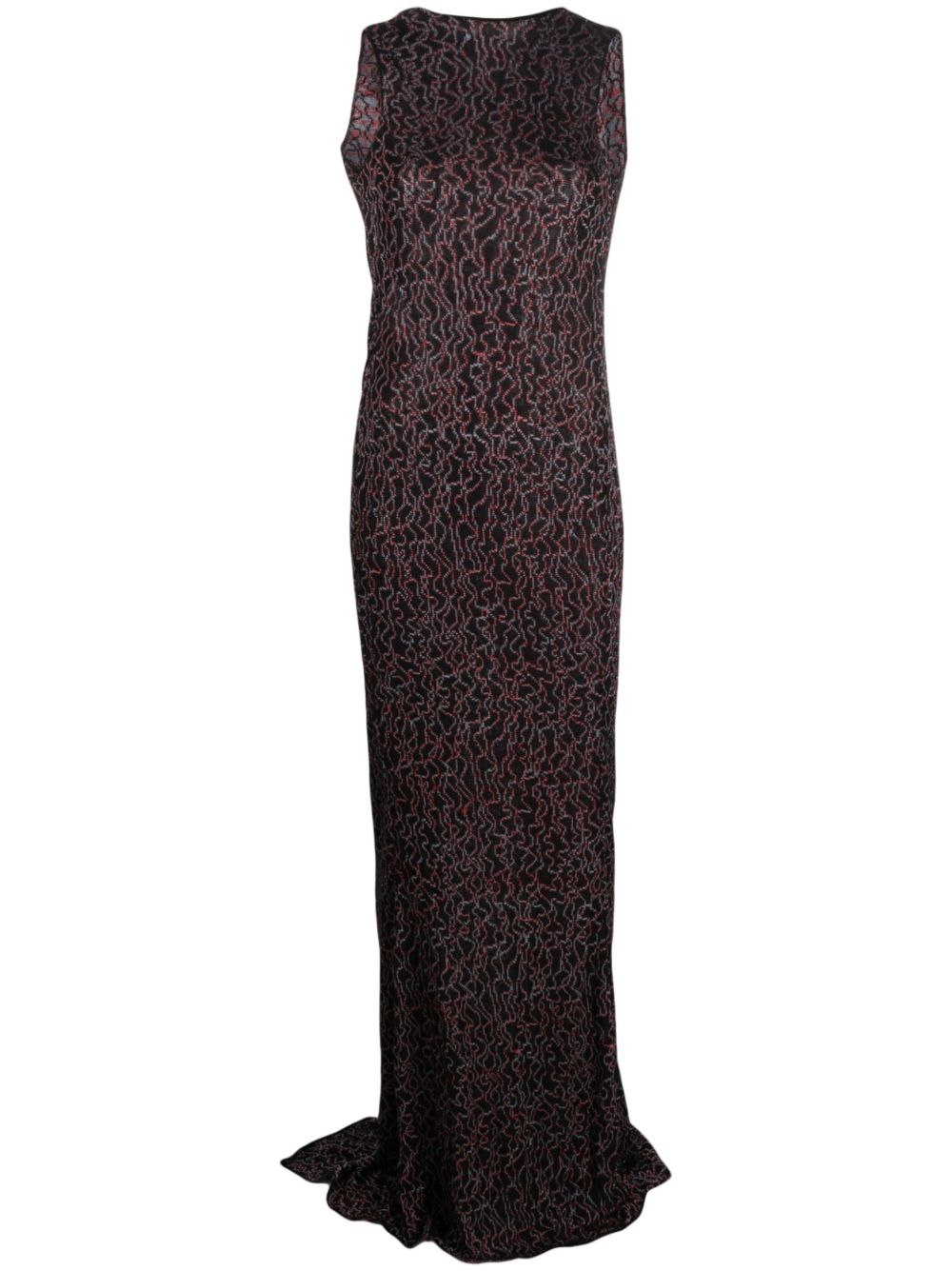 Draped-detailing floor-length dress - Black