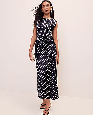 Ann Taylor Polka Dot Maxi Dress in Satin