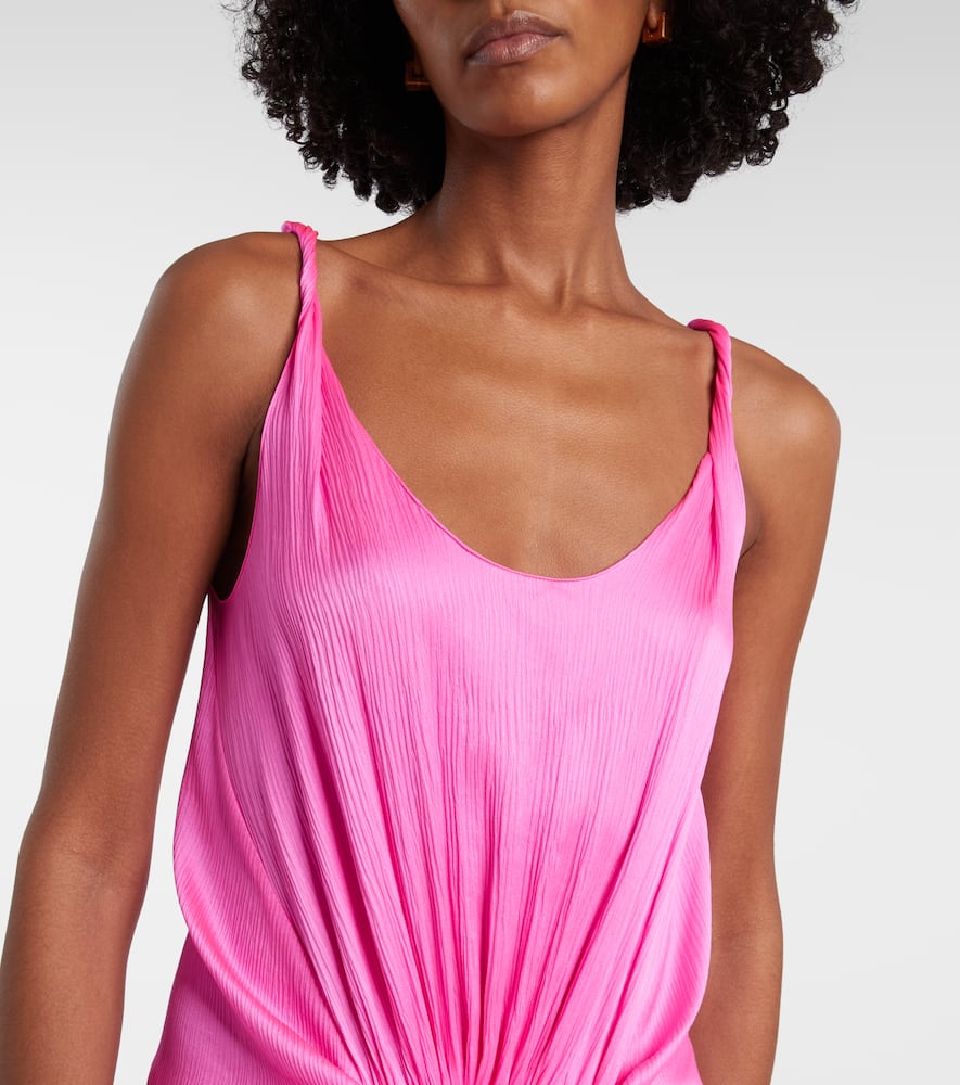 Gathered silk maxi dress