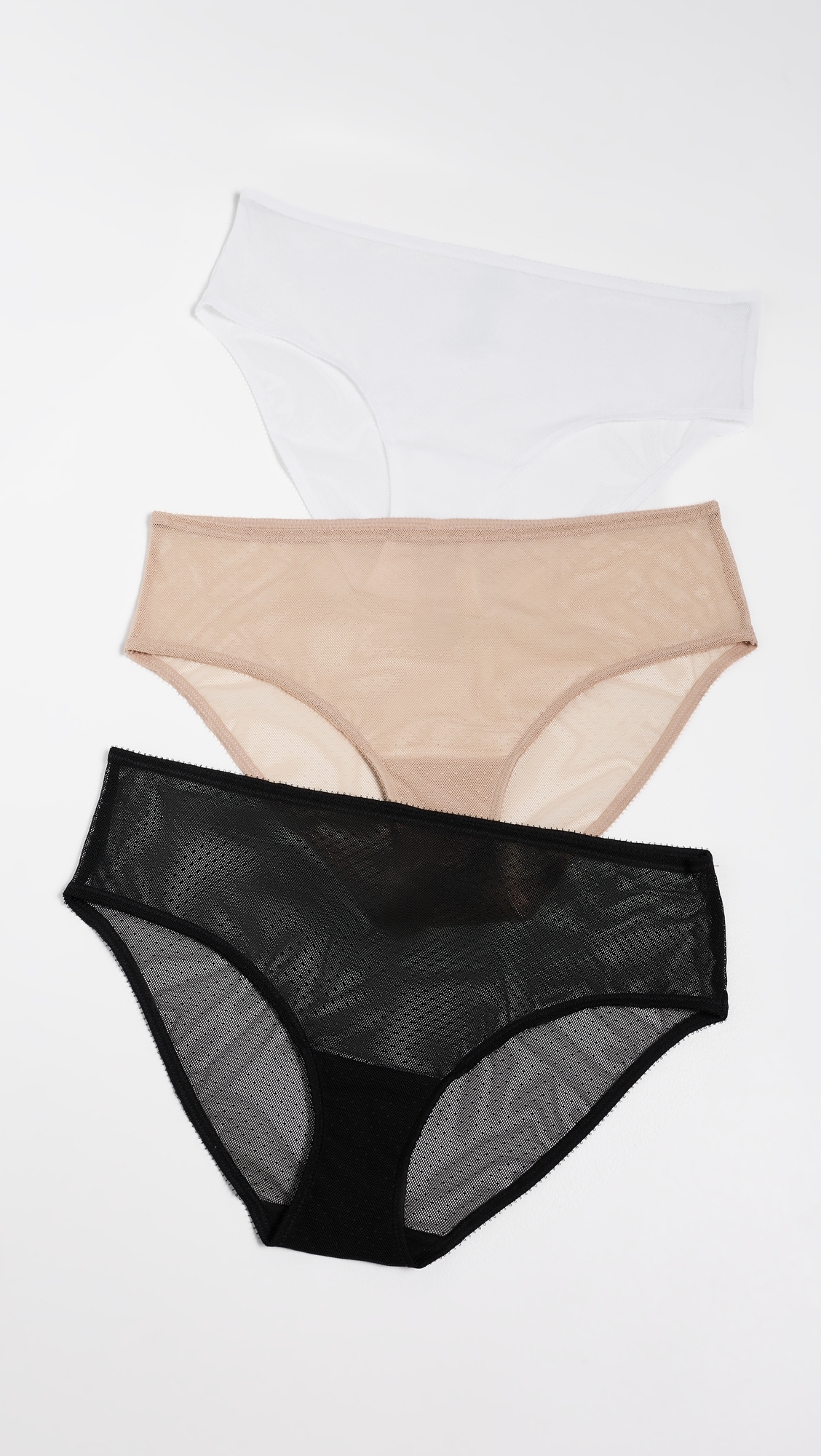 Jolie Lacy Hipster Panties 3 Pack Black/White/Nylon