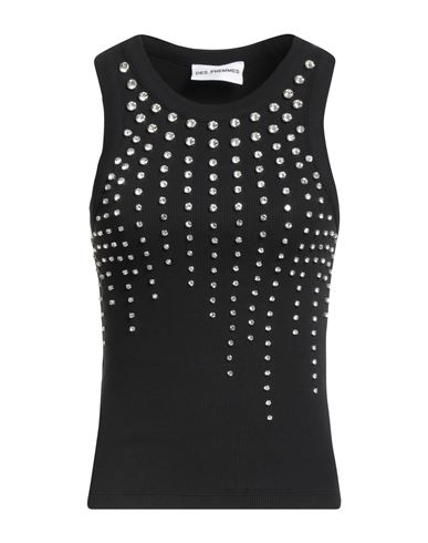 Des_phemmes Woman Tank top Black Size 4 Cotton, Elastane, Glass, Metal, Polyester