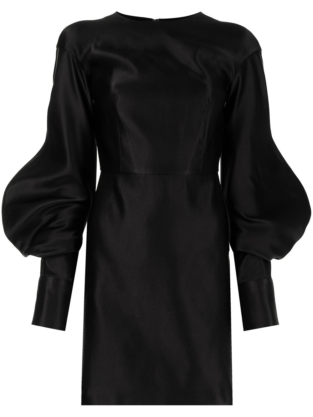 Puff-sleeve duchess-silk minidress - Black