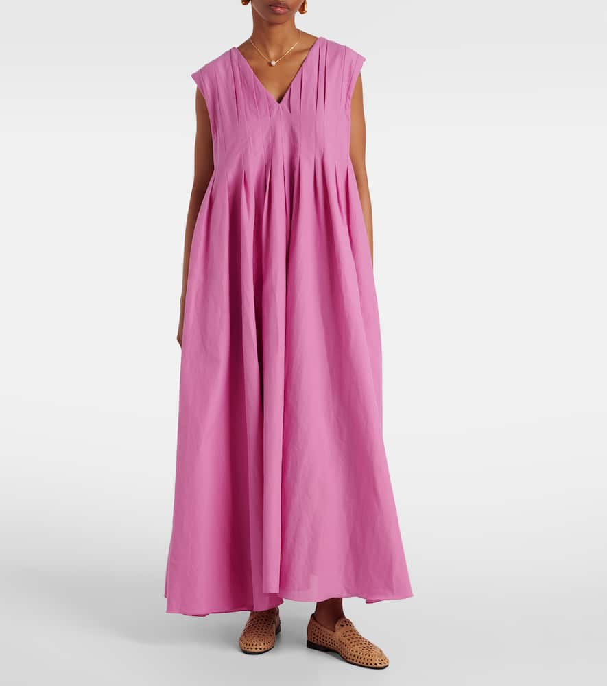 Piega ramie and cotton pleated maxi dress