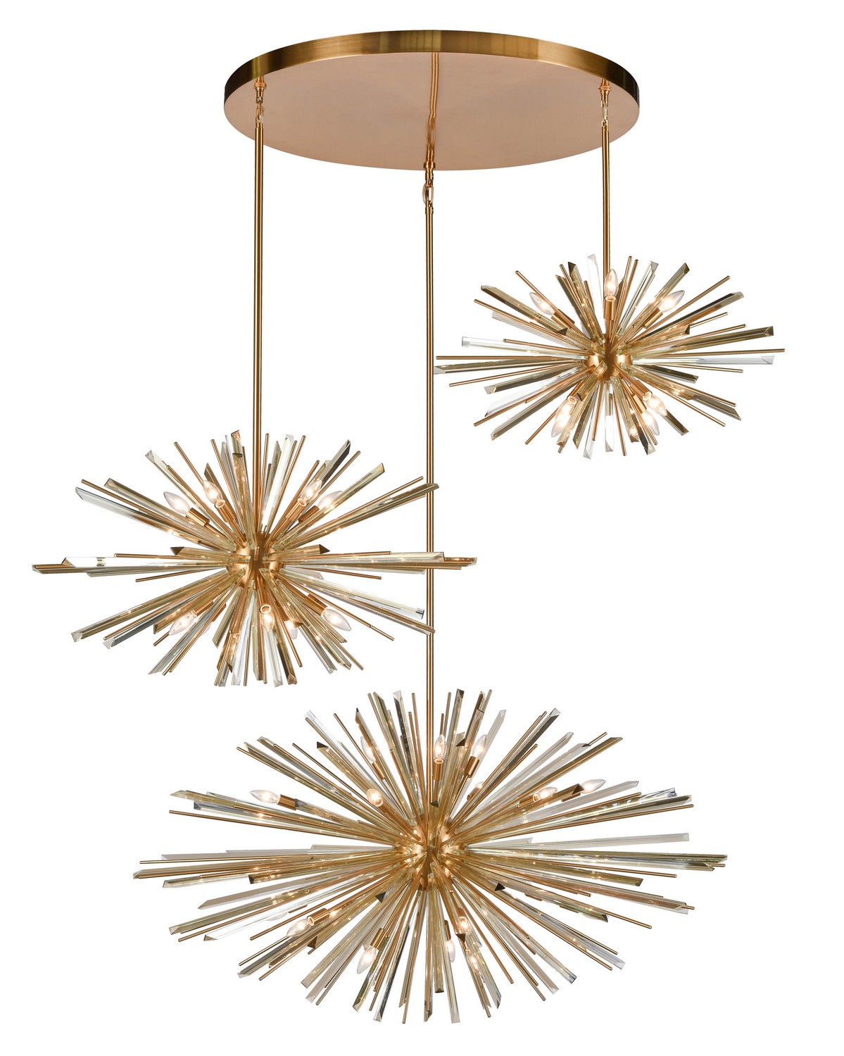 Antique Brass With Champagne Glass 36 Light Chandelier from the Palisades Ave. Collection