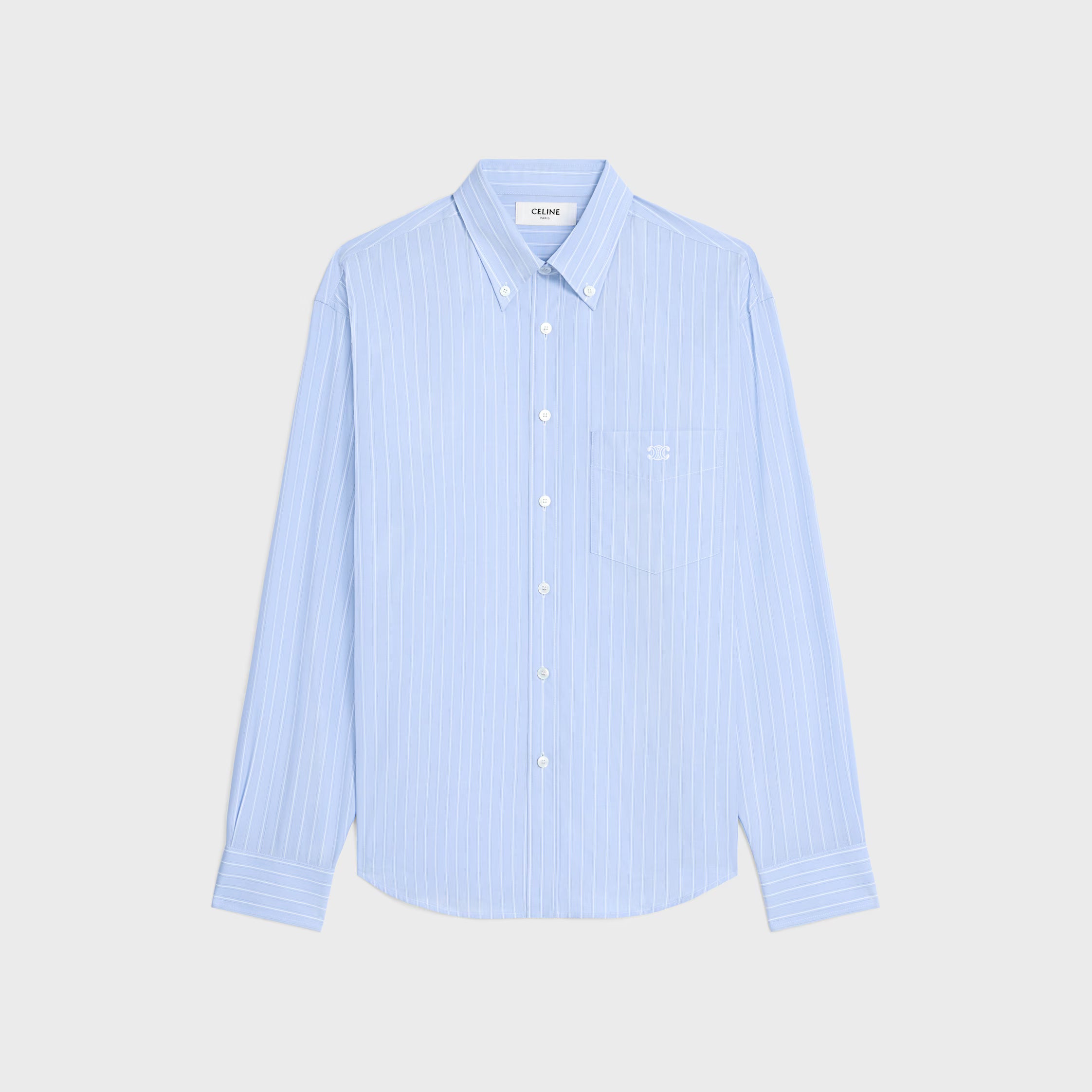 Pinstriped Cotton Shirt — Blue