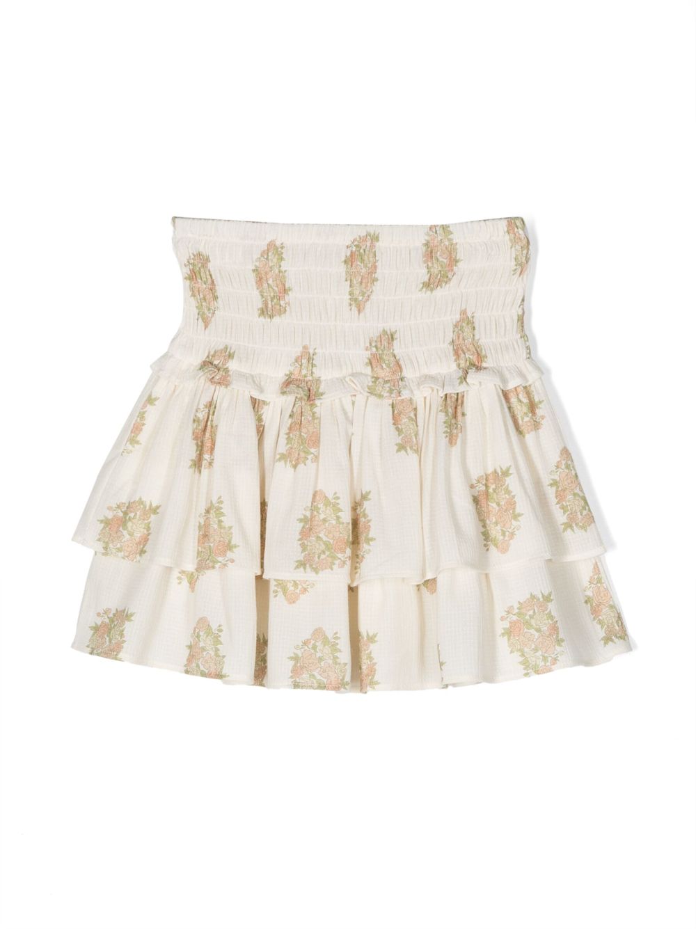 Floral-print layered skirt - Neutrals