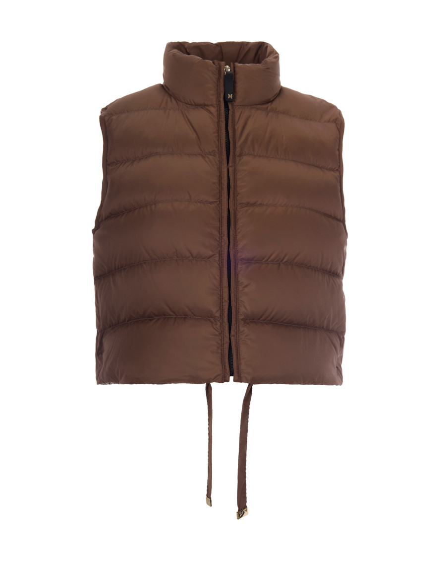 Brown Quilted Mock Collar Jacket