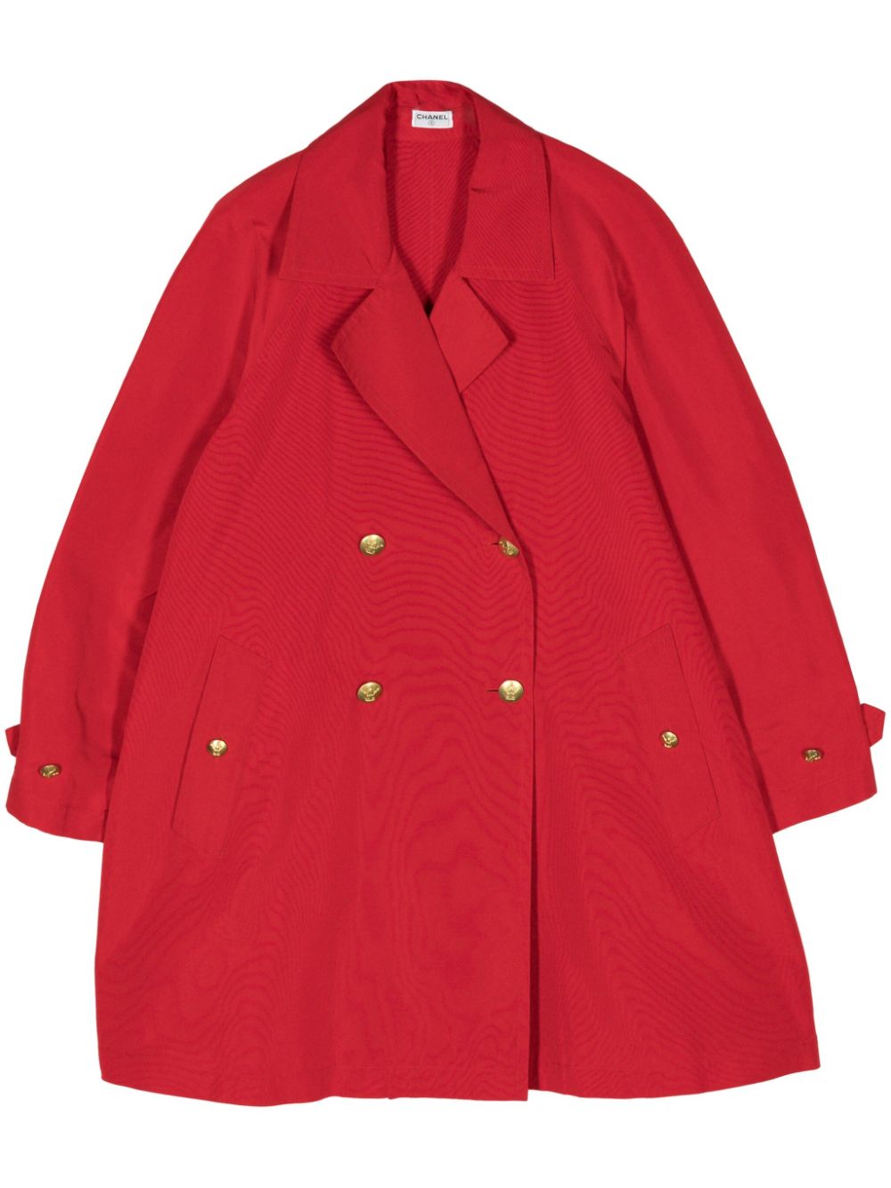 2000s double-breasted silk coat - Red
