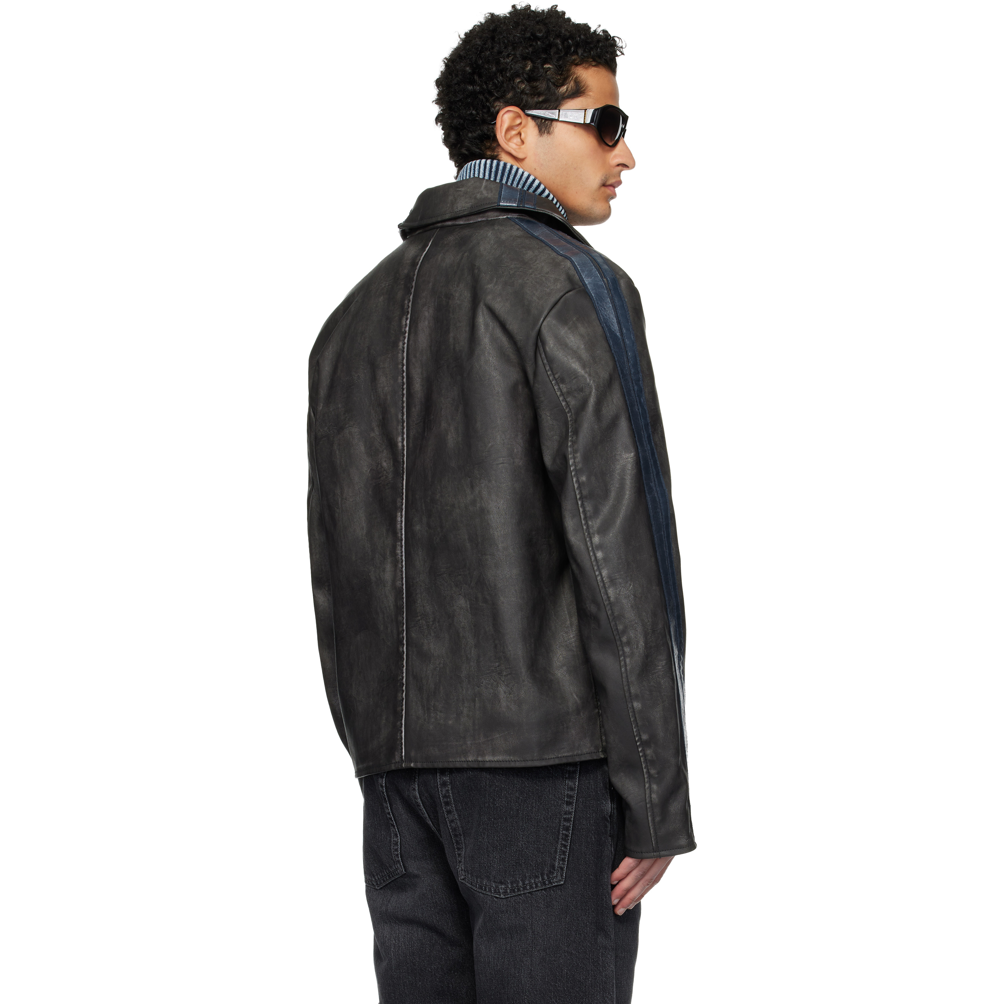 Black J-Hole Faux-Leather Jacket