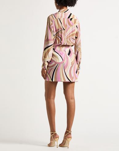 Woman Mini dress Beige Size 6 Silk, Polyester, Elastane