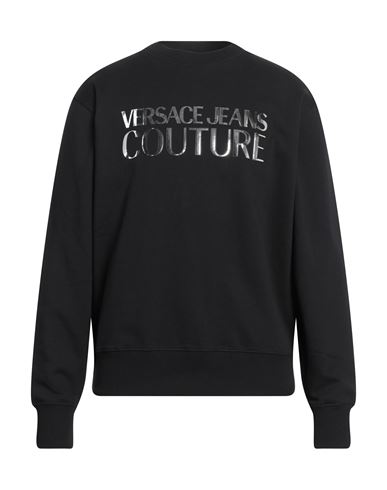 Man Sweatshirt Black Size M Cotton, Elastane