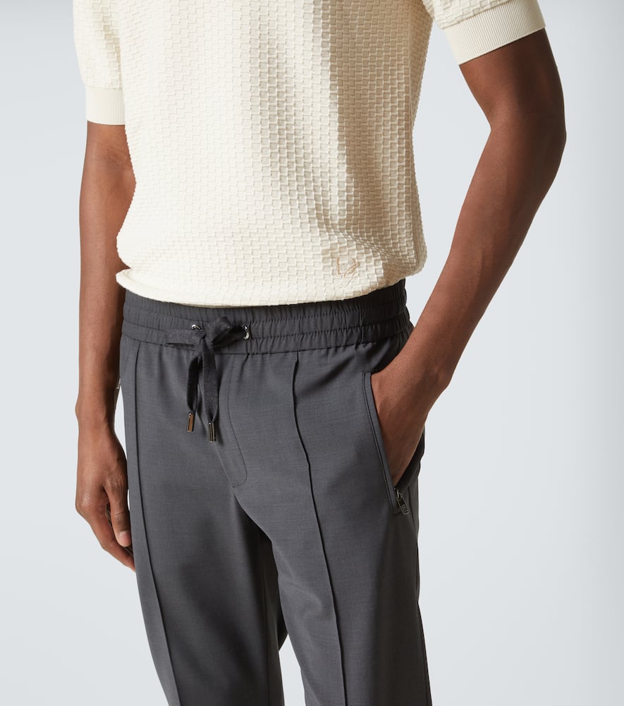 Wool-blend straight pants