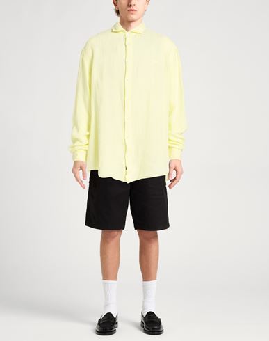 Man Shirt Yellow Size 3XL Linen