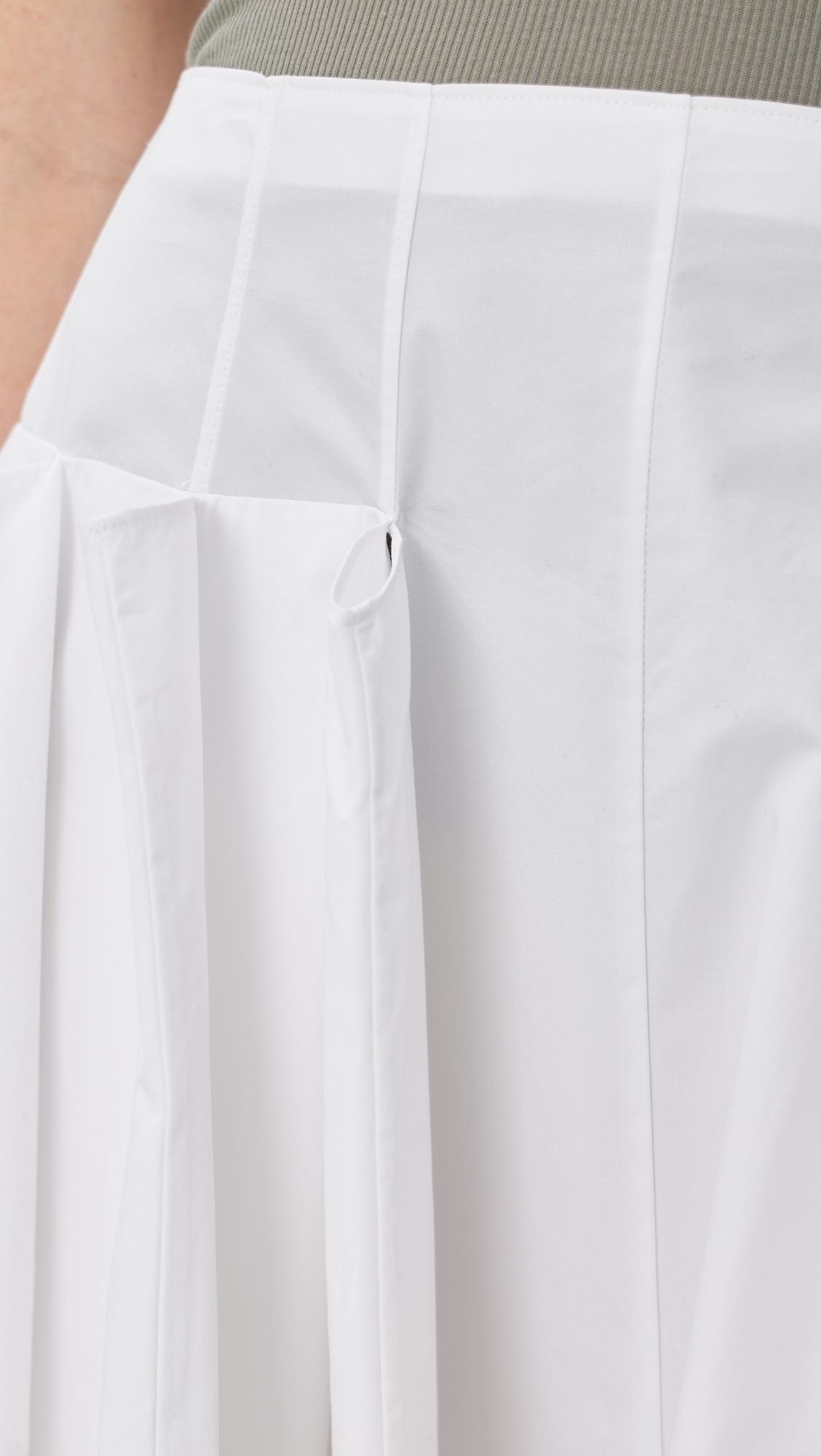 Compact Poplin Pinched Pleat Full Skirt White
