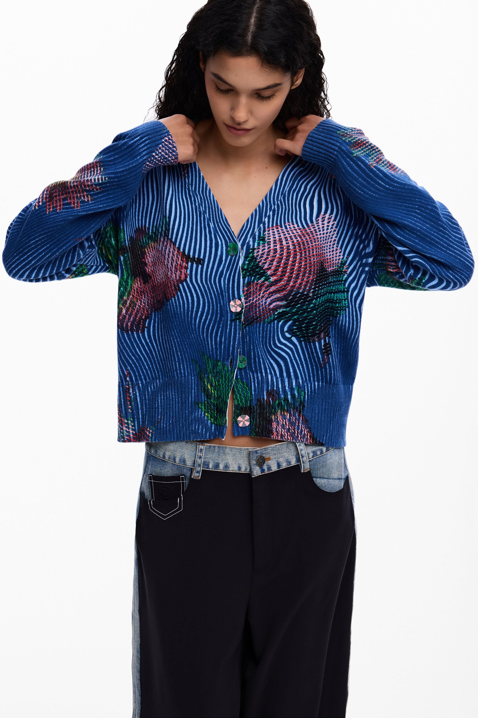 Floral cardigan sweater