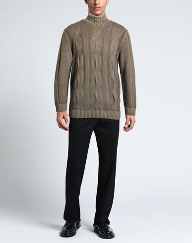 Man Turtleneck Khaki Size 42 Merino Wool