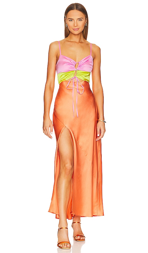 Show Me Your Mumu KLEID CALLOWAY in Tangerine. Größe XS. Also in L