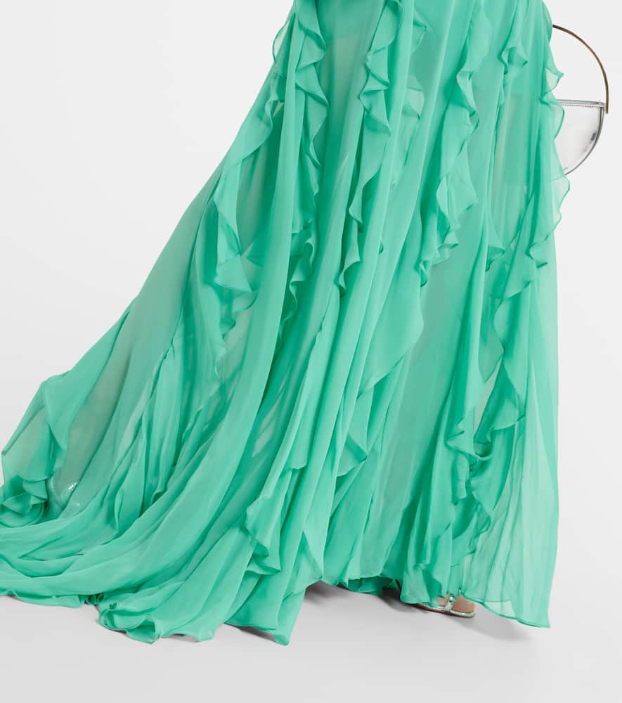 Off-shoulder corset silk gown