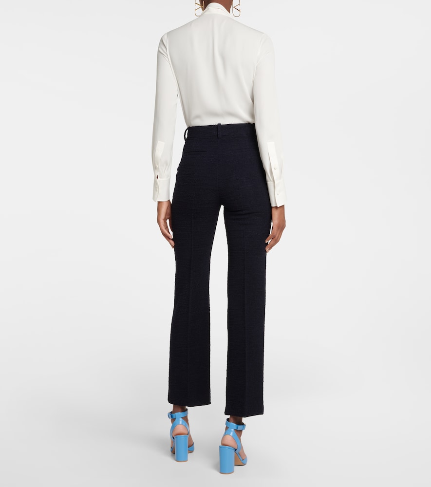 Wool-blend tweed straight pants