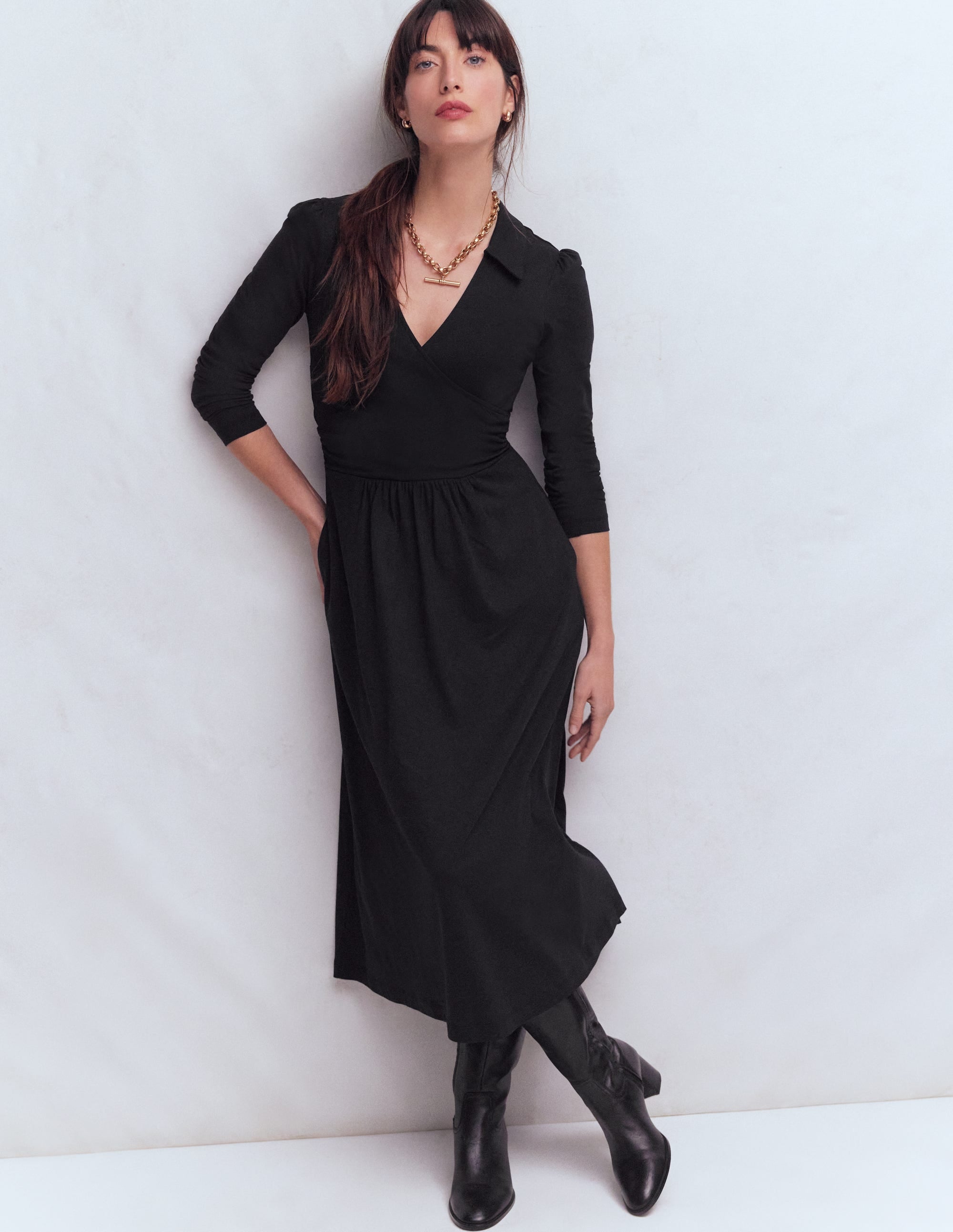 Women's Carla Jersey Wrap Dress in Black | Size 0