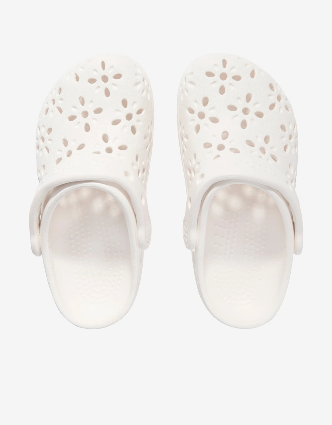 Girl's Crocs Girls Classic Floral Cut Out Clog in Ivory - Crea
