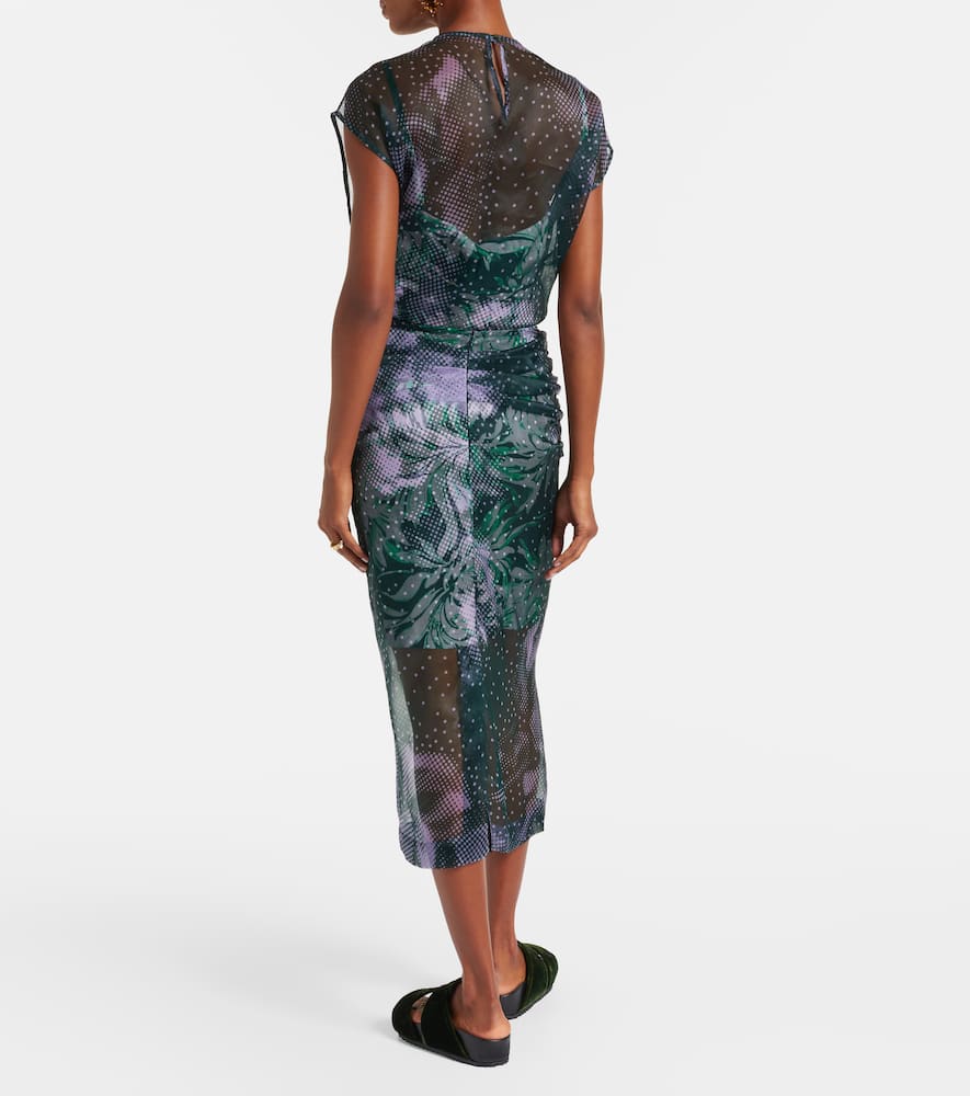 Printed silk-blend midi skirt