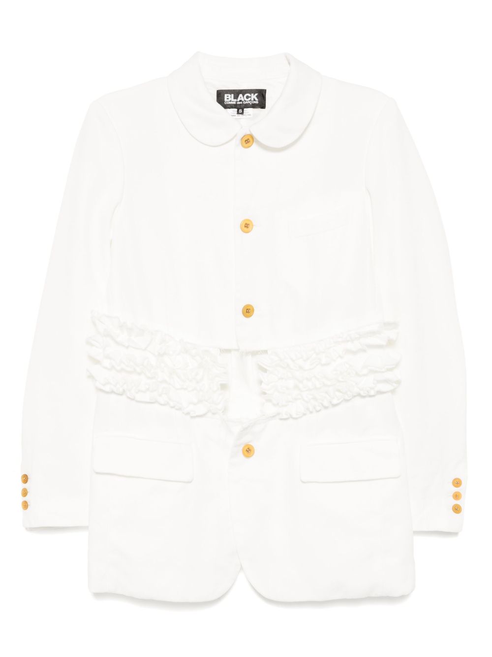 Black Comme Des Garçons ruffle-trim jacket - White