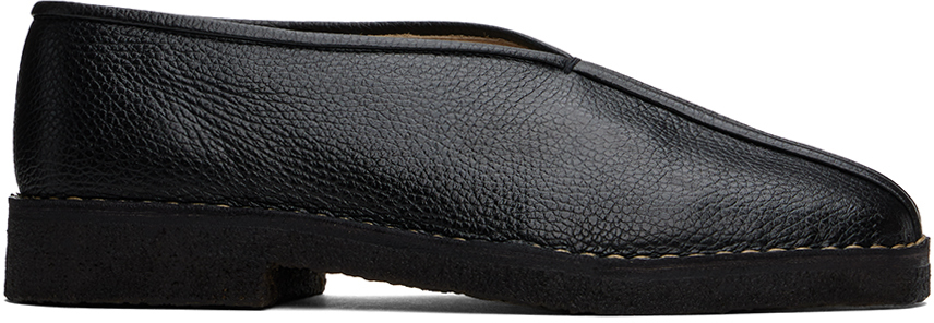 LEMAIRE Black Piped Crepe Slippers