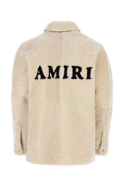 Amiri Logo Detailed Shearling Jacket