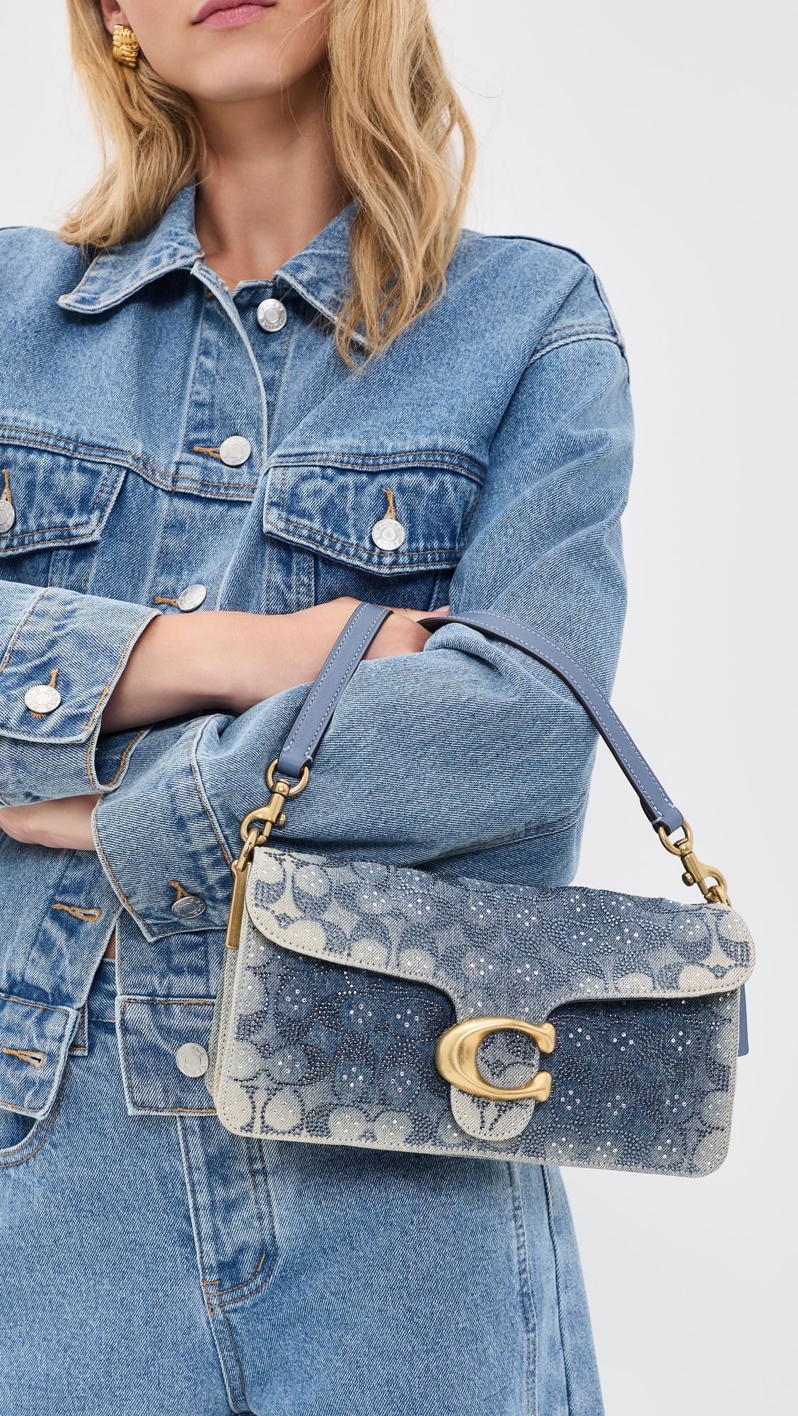 Soft Crystal Signature Denim Tabby Shoulder Bag 26 Denim One Size