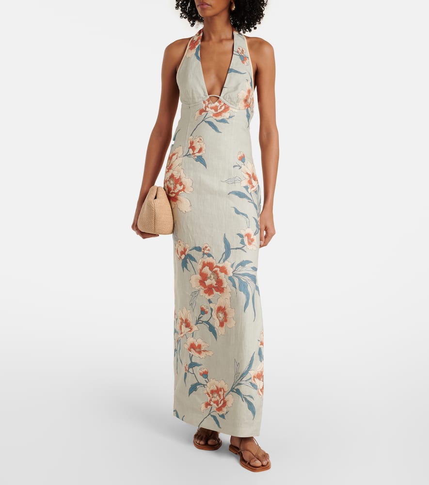 Floral linen maxi dress