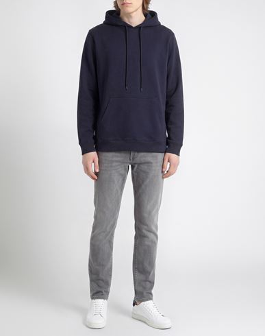 Man Sweatshirt Navy Size XL Cotton, Elastane
