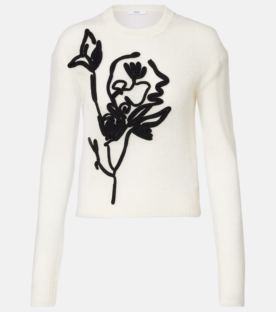 Embroidered alpaca and wool-blend sweater
