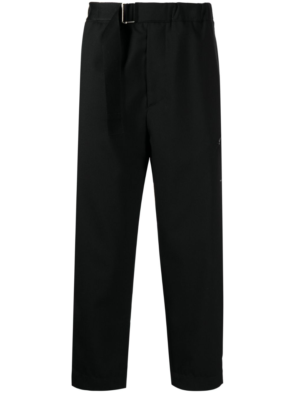 Belted-waist cropped trousers - Black