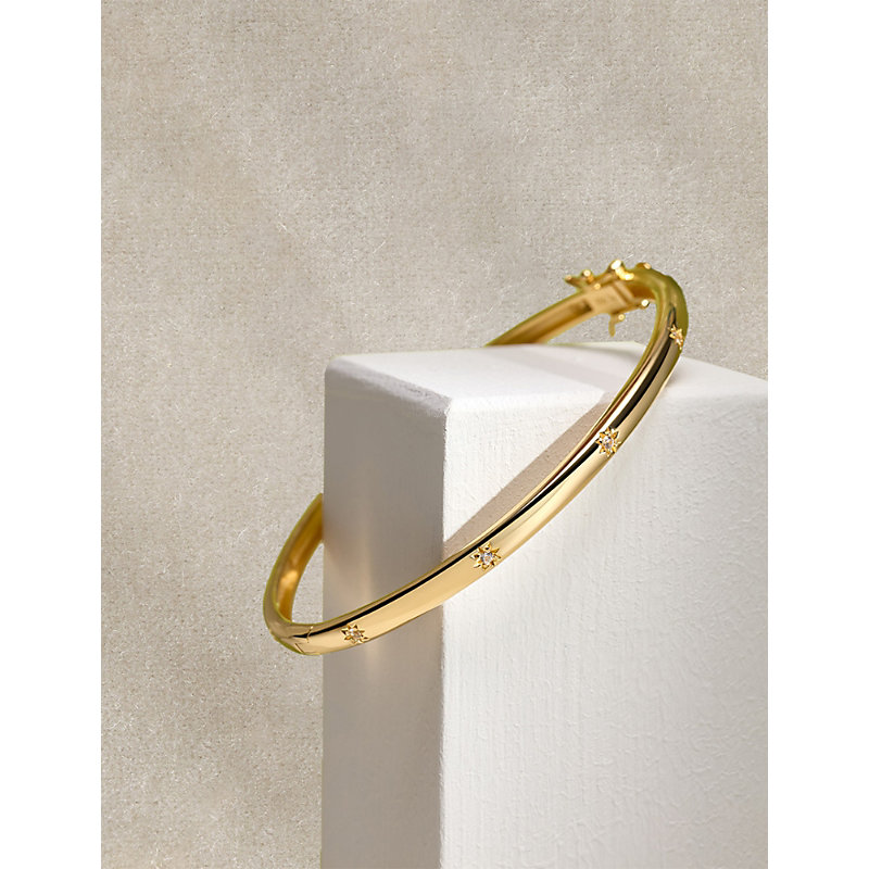 Womens Celestial Orion 18ct Yellow Gold Vermeil and White Sapphire Bangle
