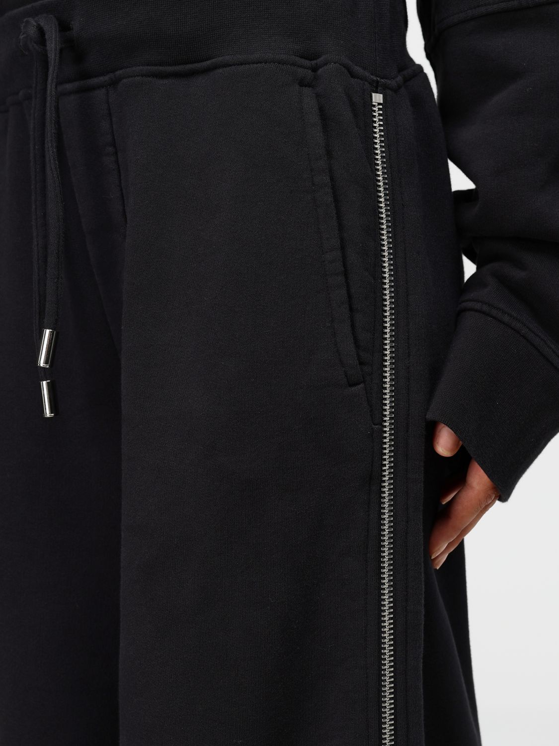 Side-zipped cotton palazzo pants - Black