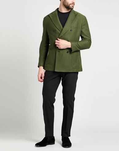 Man Blazer Green Size 42 Cotton, Cashmere