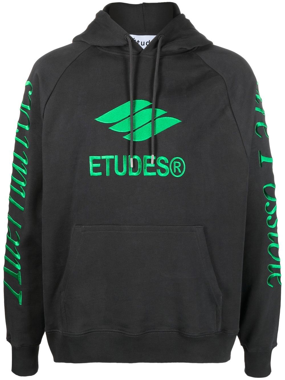 Logo-Embroidered Organic Cotton Hoodie — Black