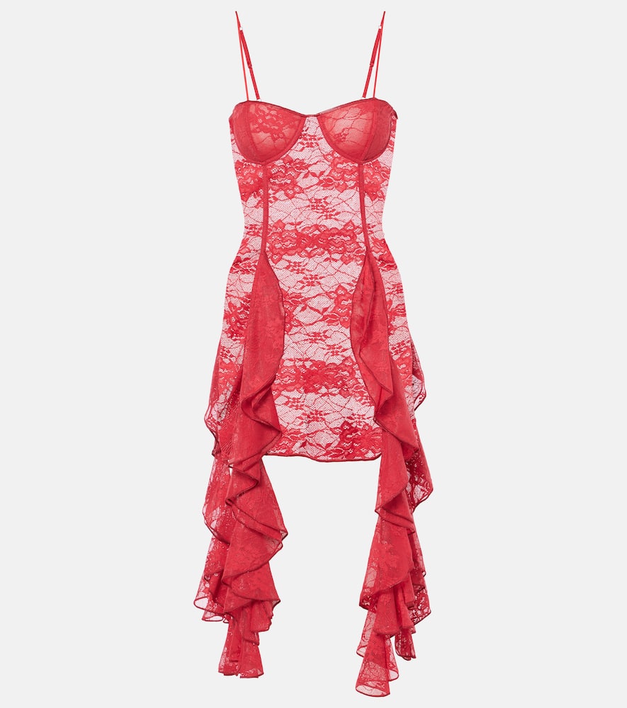 Oséree Ruffled lace bustier dress