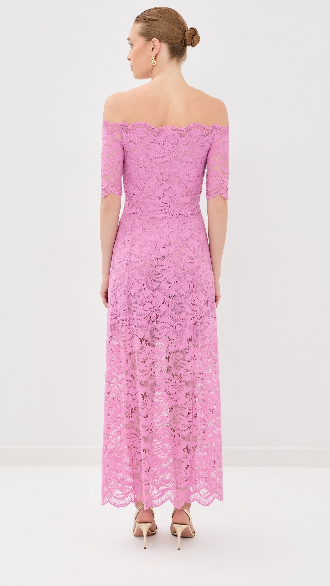 Long Dress In Lace Camelia Pink
