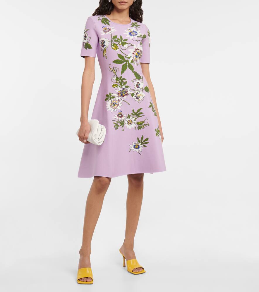 Floral jacquard knit minidress