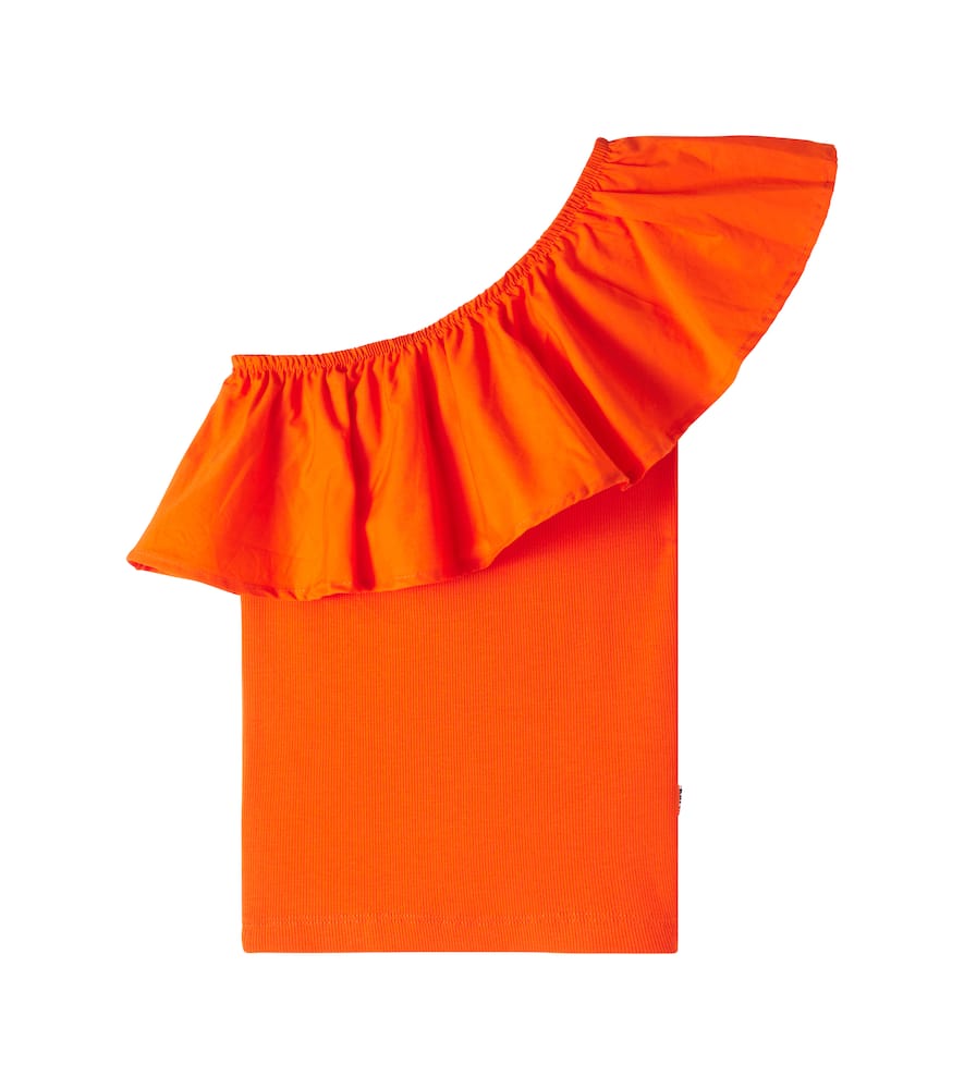 Rebecca ruffled cotton-blend poplin top