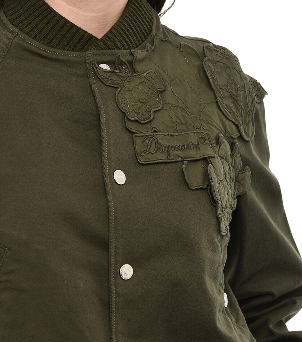 Dark Green Mandarin Collar Jacket