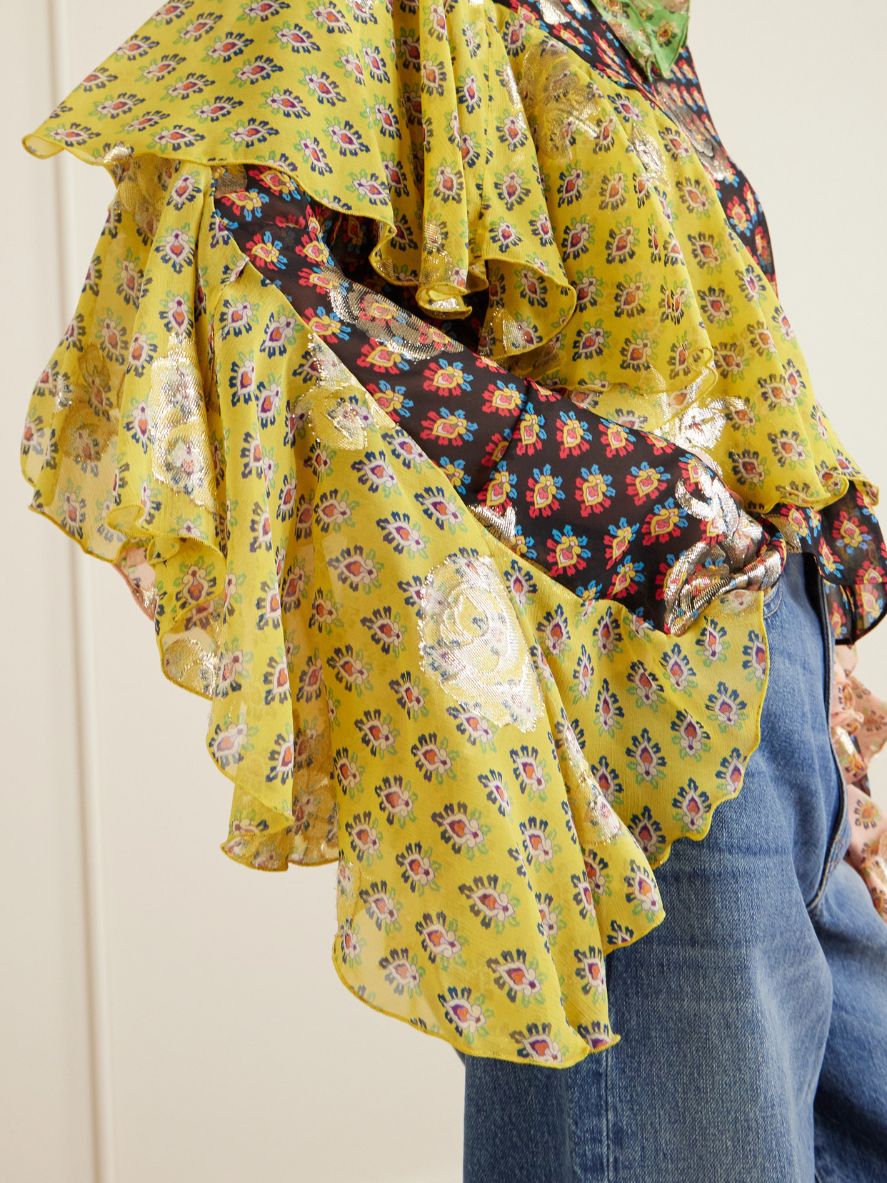 Ruffled Silk-blend Blouse - Multi