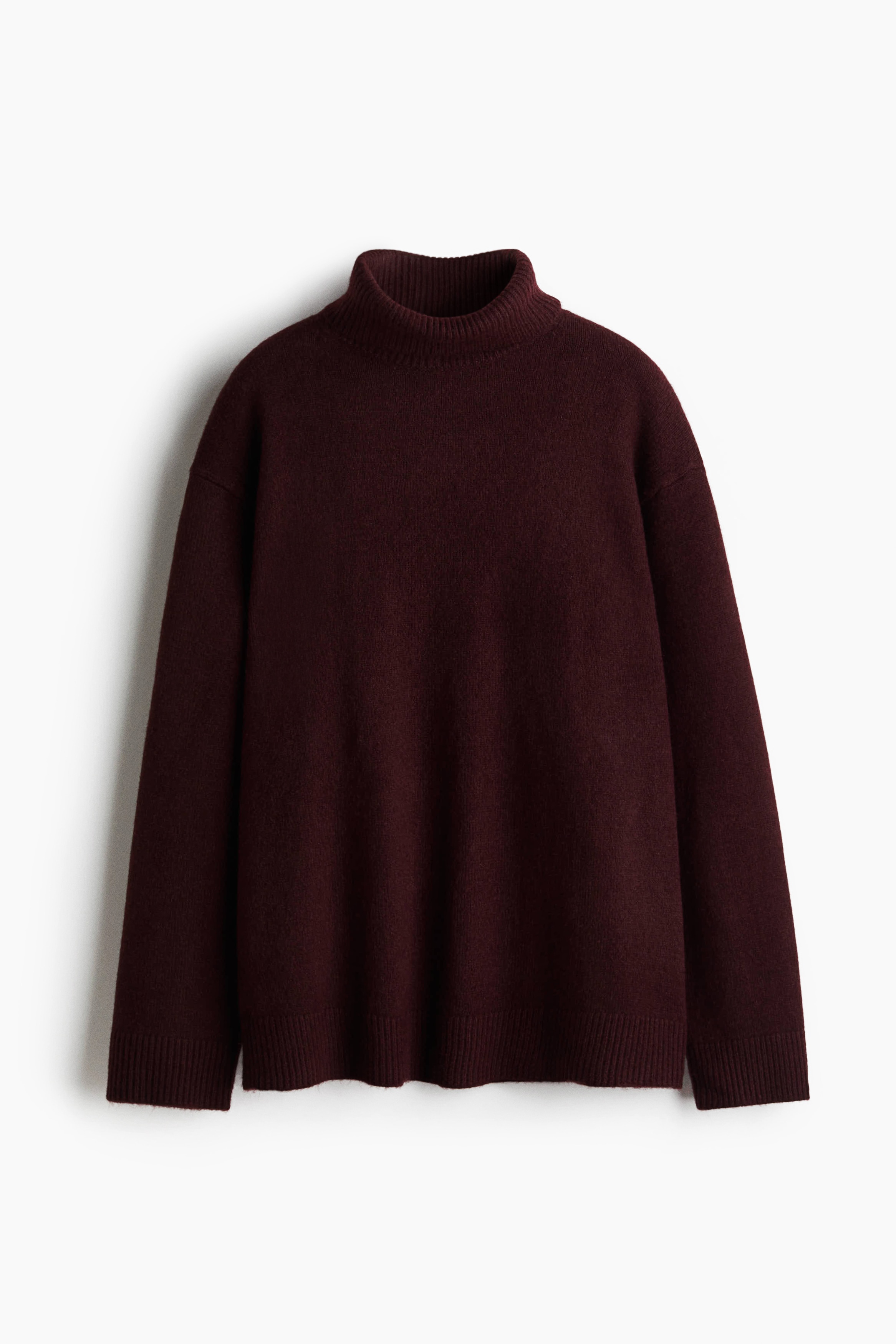Loose Fit Turtleneck Sweater - Burgundy