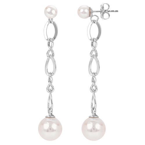 4-7.5mm Cultured Freshwater Pearl Figure Eight Drop Earrings